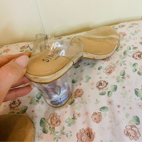 Simmi Clear Ankle Strap Transparent Lucite Heels 10 Mid see through buckle - Picture 7 of 10